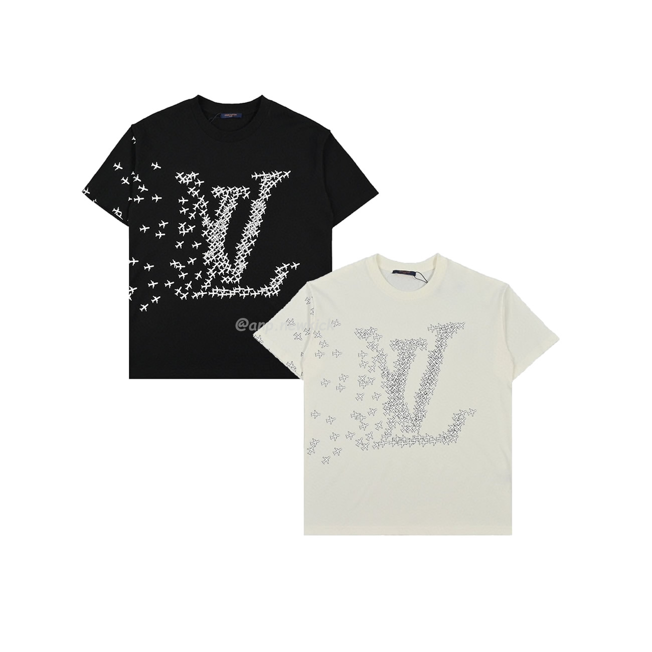 Louis Vuitton 20ss Small Aircraft Logo Printing Short Sleeved T Shirt (1) - newkick.cc